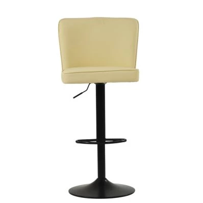 Polperro Bar Stool Cream Leather & Black