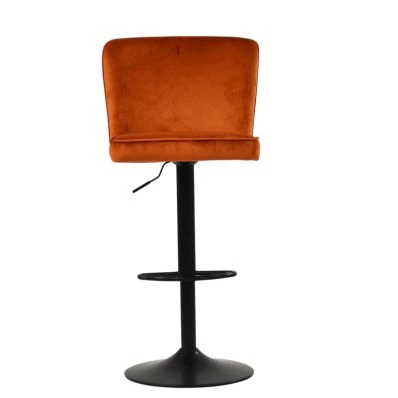 Polperro Bar Stool Burnt Orange Velvet & Black