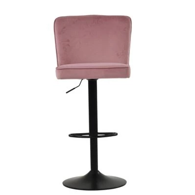 Polperro Bar Stool Pink Velvet & Black