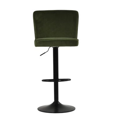 Polperro Bar Stool Olive Green Velvet & Black