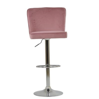Penwith Bar Stool Pink Velvet & Chrome