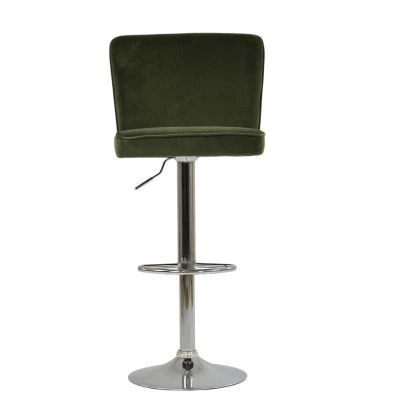Penwith Bar Stool Olive Green Velvet & Chrome