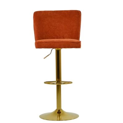 Marazion Bar Stool Orange Fabric & Gold