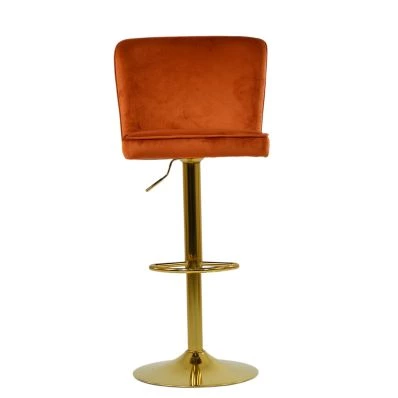 Marazion Bar Stool Burnt Orange Velvet & Gold