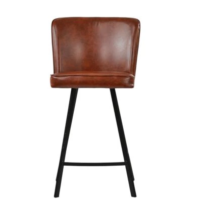 Lynton Bar Stool Vintage Brown Leather & Black