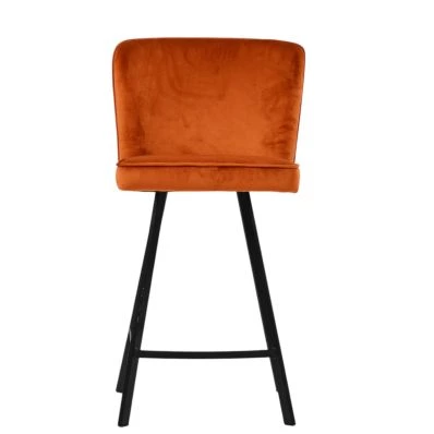 Lynton Bar Stool Burnt Orange Velvet & Black