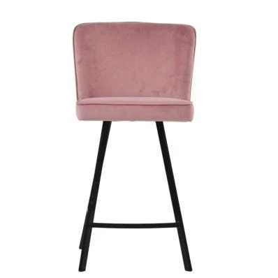 Lynton Bar Stool Pink Velvet & Black
