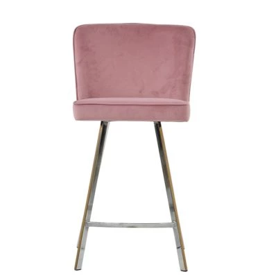 Dartmoor Bar Stool Pink Velvet & Chrome
