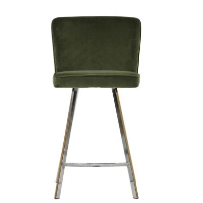 Dartmoor Bar Stool Olive Green Velvet & Chrome