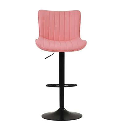 Teeter Bar Stool Coral Pink Leather & Black