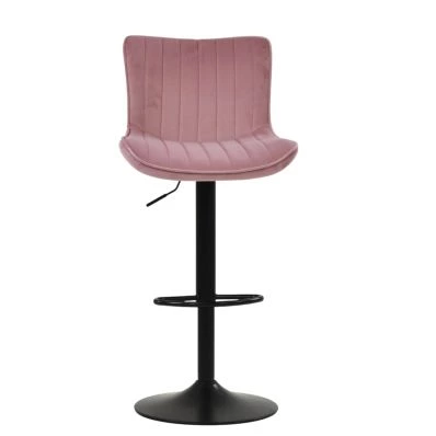 Teeter Bar Stool Pink Velvet & Black