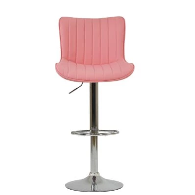 Torbay Bar Stool Coral Pink Leather & Chrome