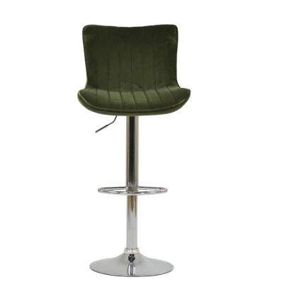 Torbay Bar Stool Olive Green Velvet & Chrome