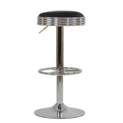American Diner Bar Stool Black Leather & Chrome