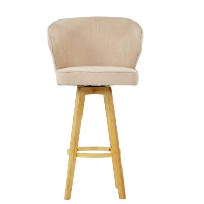 Kalix Bar Stool Natural Cream Fabric & Wood Leg