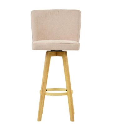 Boden Bar Stool Natural Cream Fabric & Wood Leg