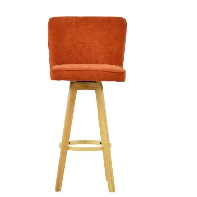 Boden Bar Stool Orange Fabric & Wood Leg