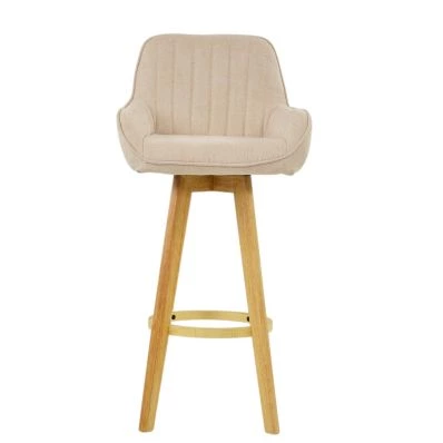 Karlstad Bar Stool Natural Cream Fabric & Wood Leg