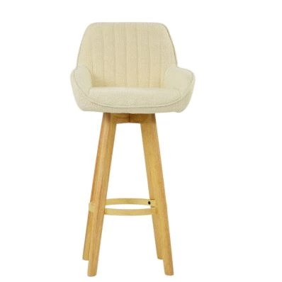 Karlstad Bar Stool Cream Boucle & Wood Leg