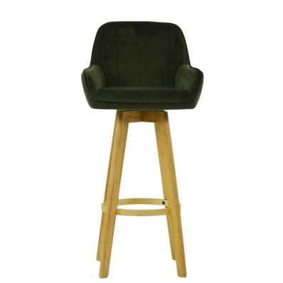 Karlstad Bar Stool in Olive Green Velvet