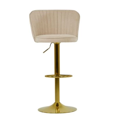 Heather Bar Stool Natural Cream Fabric & Gold