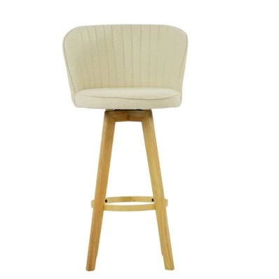 Mjolby Bar Stool Cream Boucle & Wood Leg
