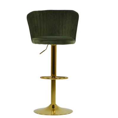 Heather Bar Stool Olive Green Velvet & Gold