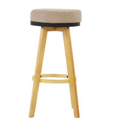 Nybro Bar Stool Fawn Brown Fabric & Wood Leg