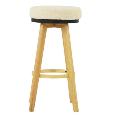 Nybro Bar Stool Cream Boucle & Wood Leg
