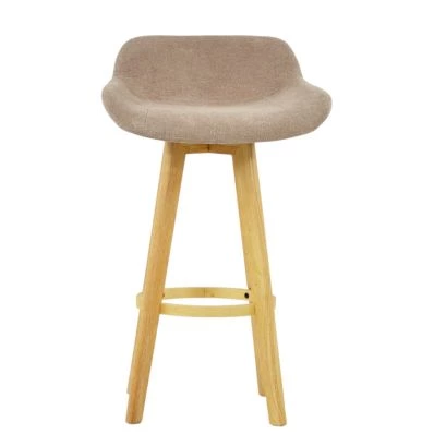 Lund Bar Stool Fawn Brown Fabric & Wood Leg
