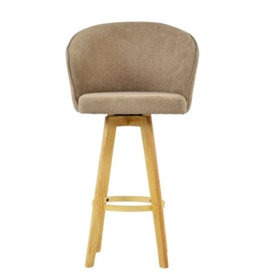 Skara Bar Stool Fawn Brown Fabric & Wood Leg