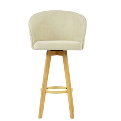 Skara Bar Stool Natural Cream Fabric & Wood Leg