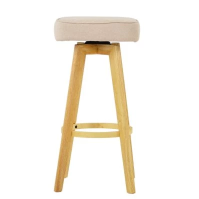 Solna Bar Stool Natural Cream Fabric & Wood Leg