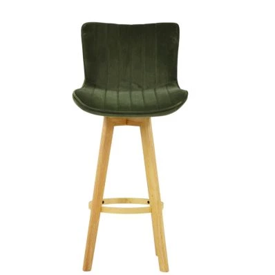 Sala Bar Stool Olive Green Velvet & Wood Leg