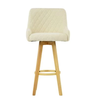 Skane Bar Stool Cream Boucle & Wood Leg