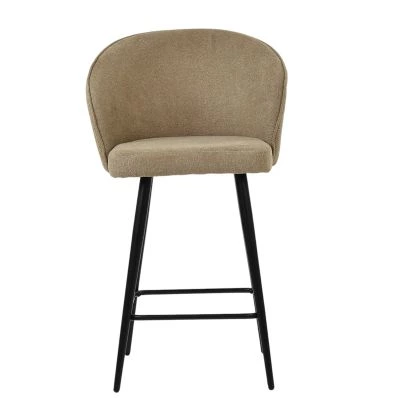 Novara Bar Stool Fawn Brown Fabric & Black Base