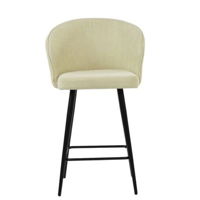 Novara Bar Stool Natural Cream Fabric & Black Base