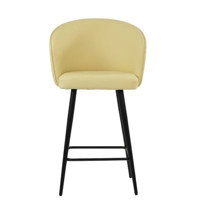 Novara Bar Stool Cream Leather & Black Base