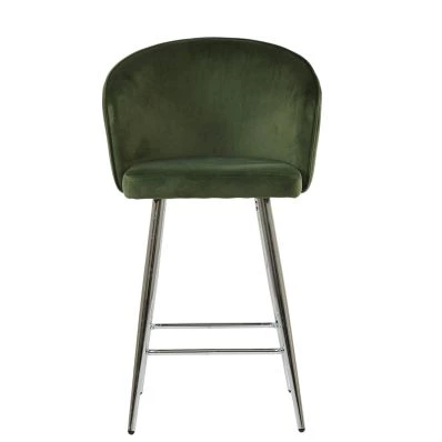 Novara Bar Stool Olive Green Velvet & Chrome Base