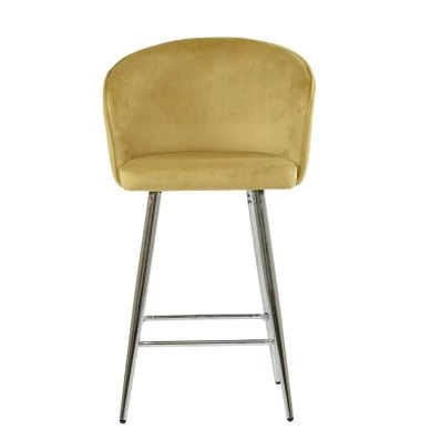 Novara Bar Stool Camel Velvet & Chrome Base