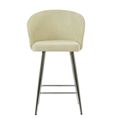 Novara Bar Stool Natural Cream Fabric & Chrome Base