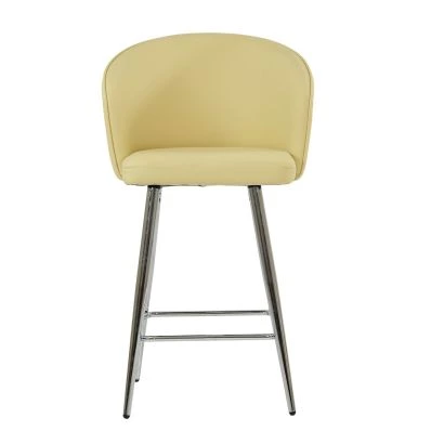 Novara Bar Stool Cream Leather & Chrome Base