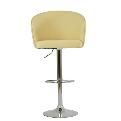 Kenton Bar Stool Cream Leather & Chrome Base