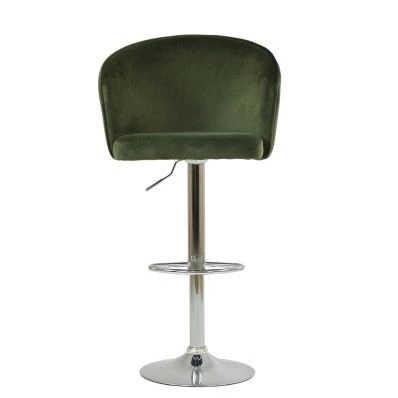 Kenton Bar Stool Olive Green Velvet & Chrome Base