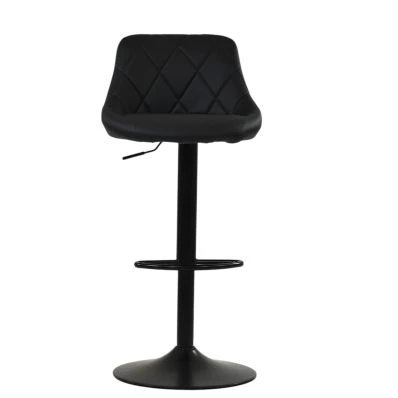 Fleur Bar Stool Black Leather & Black Base
