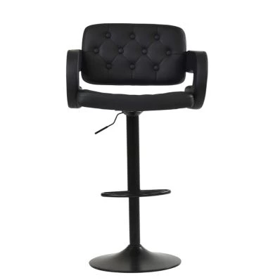 Zeus Bar Stool Black Leather & Black Base