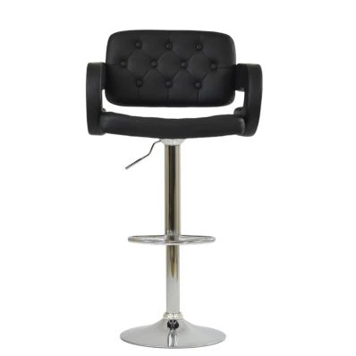 Chase Bar Stool Black Leather & Chrome Base