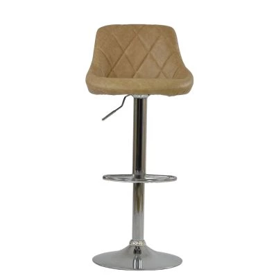 Flo Bar Stool Aged Cream Leather & Chrome Base
