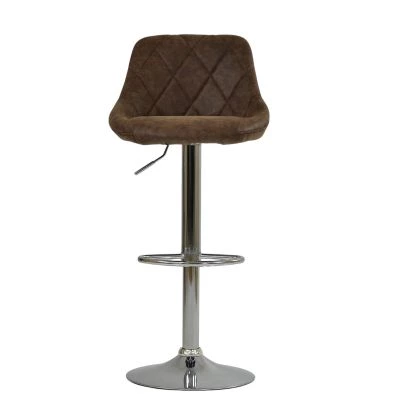 Flo Bar Stool Aged Brown Leather & Chrome Base