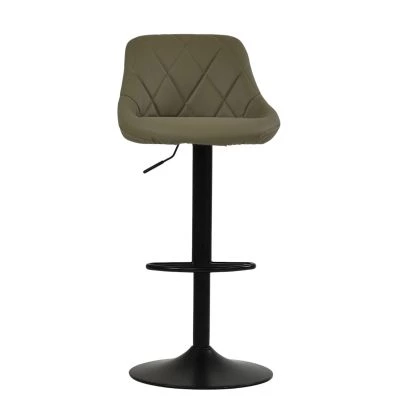 Fleur Bar Stool Taupe Leather & Black Base